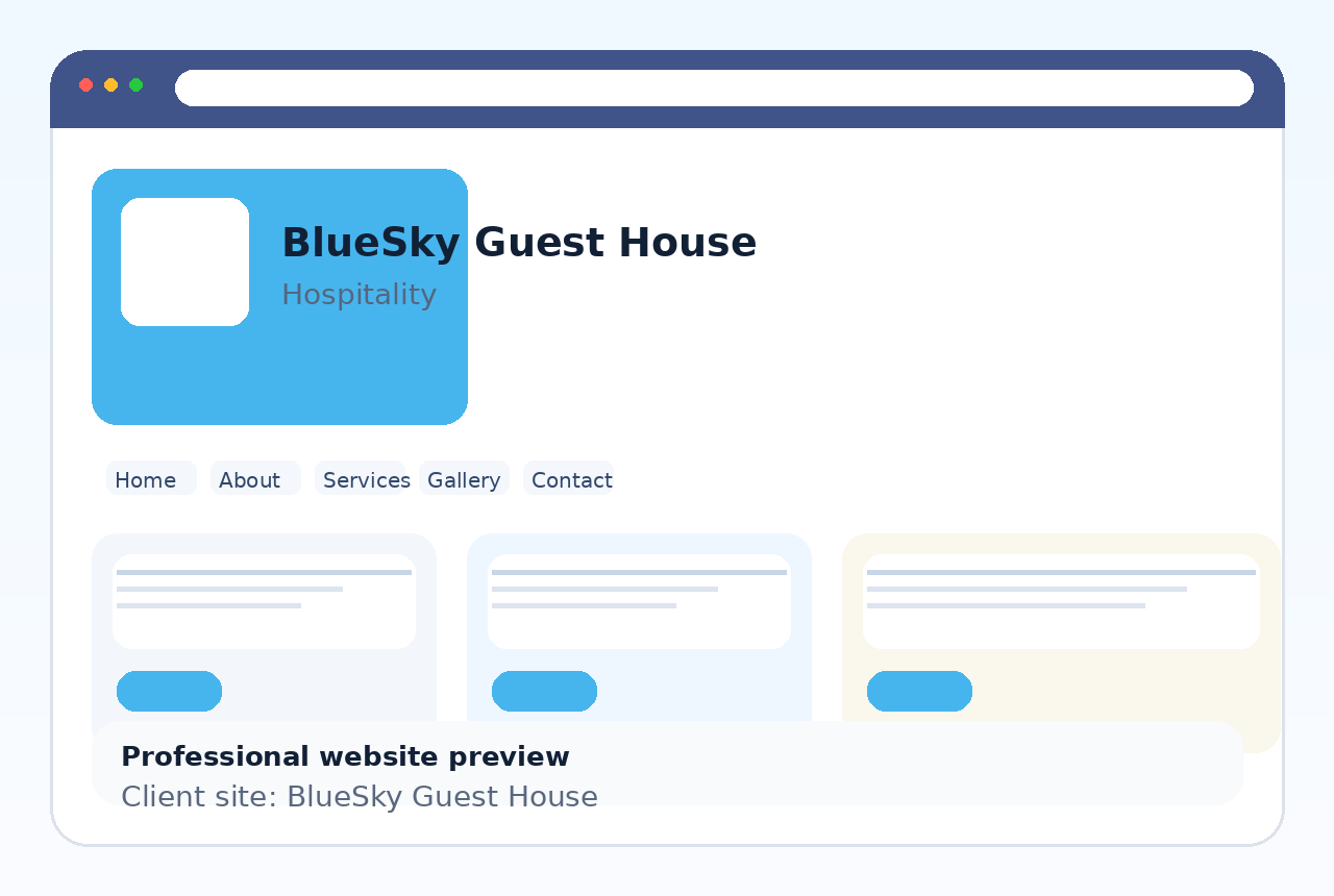 BlueSky Guest House website preview